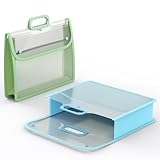 ABC life Portable Transparent Plastic File Folder with Handle, Heavy Duty Letter/A4 Size Briefcase-Style Expanding Organizer with Inner Mesh Pocket, Large Capacity for Home, Office & School, 2 Pcs