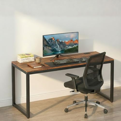 Image of TEKAVO Radix Desk Computer Table for Home Pc | Office Table for Home | Workstation, Desktop Pc Desk, Gaming, Worktable | Dark Brown Wood, Metal (120 Cm X 60 Cm X 75 Cm) - DIY