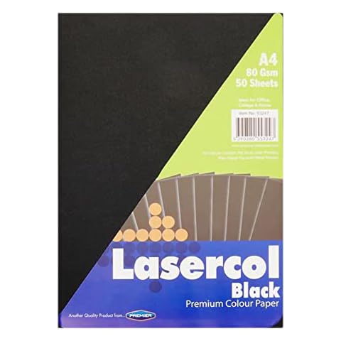 Premier Stationery Lasercol A4 80 GSM Paper - Black (Pack of 50 Sheets), S4553247 Cover