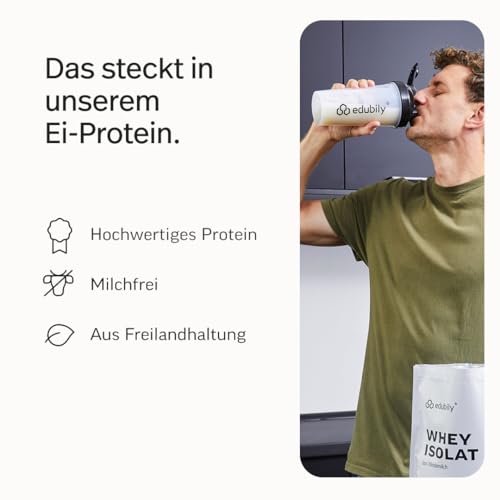 edubily® Eiklar Protein Pulver aus Freilandhaltung - Premium Eiweißpulver ohne Milch - Laborgeprüft (750 g, Salty Vanilla)