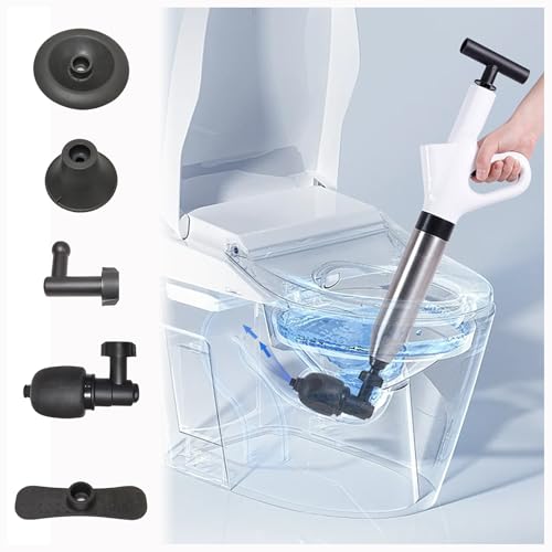 Desatascador Tuberias a Presion, Desatascador WC de Alta Presión, 4-in-1 Desatascador de Fregadero, para Desatascar el Desagüe del Inodoro, Lavabo, Bañera, Piso