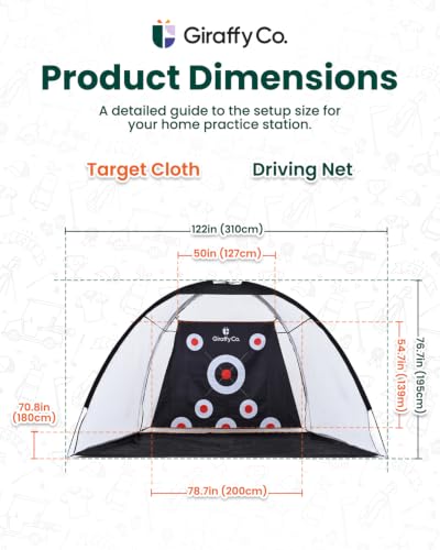 GIRAFFYCO Golf Practice Net with Dual-Turf Mat, 310 cm Wide Training Net - Image 4