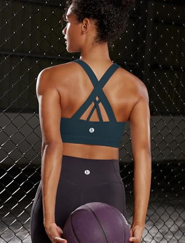 Image of RUNNING GIRL Sports Bras for Women,Padded Strappy Sports Bras Criss-Cross Back Medium Support Sports Bras with Removable Cups