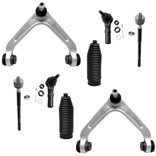 Image of Detroit Axle - 2WD Front End Control Arms Kit for 03-06 Dodge Ram 2500 3500, Upper Control Arms w /Ball Joint Tie Rods Boot & Bellows 2003 2004 2005 2006 Replacement - 8pc Set