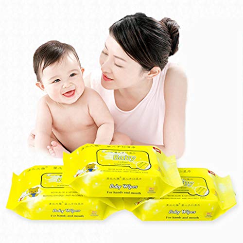 1Pack Baby Wet Wipes, Antibacterial Wet Wipe Tissue Clean Hand Health CareUnscented, 30/90 wipes, Flip-Top Packs (yellow 90)