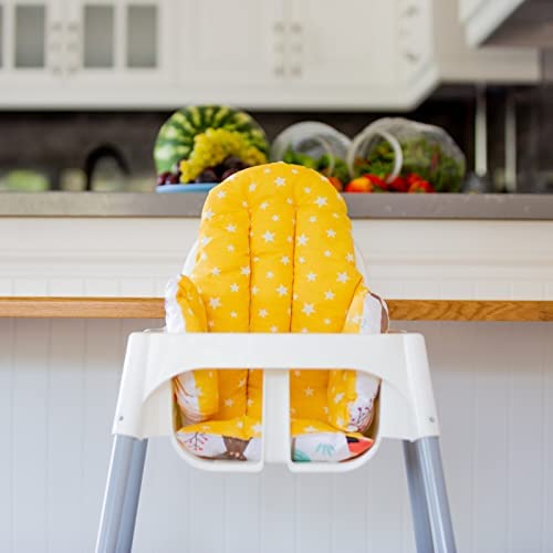 Image of Cushion - Washable & Reversible One-Piece Cotton Seat Pad for IKEA High Chair Accessories, Compatible with Antilop (Nature Yellow)