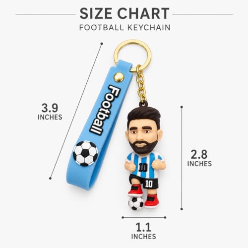 Image of Wanna Party Football Jersey Player Key Chain with Soccer Ball Charm, Blue Striped Sports Keyring for Bags, Backpacks, Keys, Birthday Return Gifts, Party Favors & Loot Bag Fillers - 1 Pc