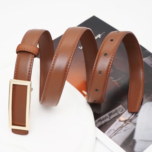 Glamorstar PU Leather Belts for Women Skinny Thin Waist Belts for Dresses Jeans4