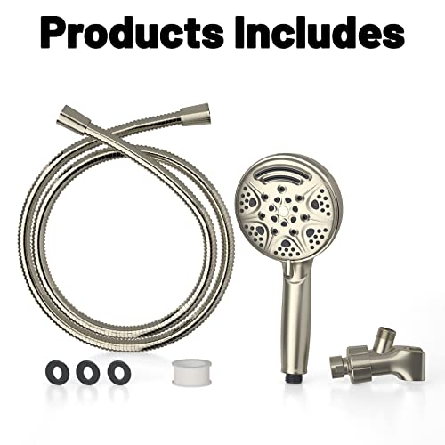 Vantency Shower Head With Handheld,9 Function Settings With Power Jet Wash Modes High Pressure Shower Heads,59" Stainless Hose And Adjustable Bracket (Brushed Nickel) #TOP5