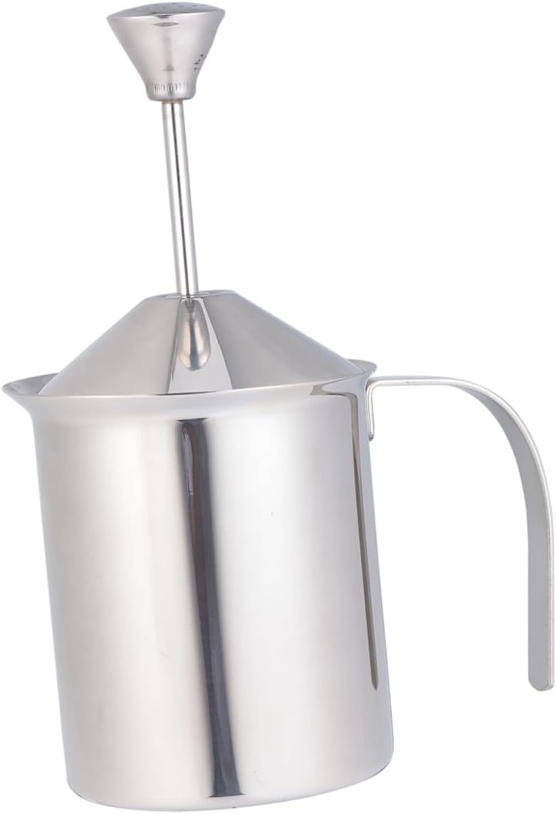 IMIKEYA 800cc Stainless Steel Handheld Milk Frother for Coffee Cappuccino Maker Milk Frother Pitcher Double Mesh Screen Manual Foamer Utensils