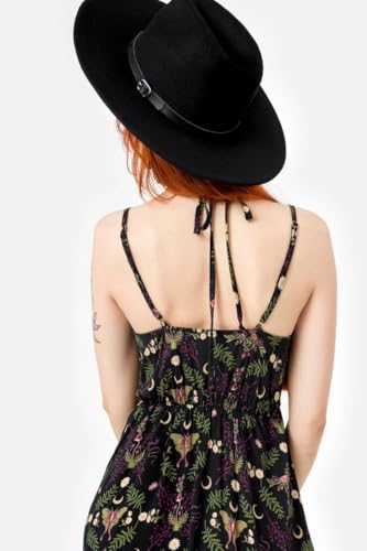 Chapeau Hare Moon Restyle large bord feutre noir style witchcore occulte