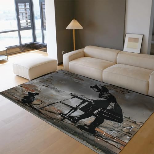 Tapis surface à graffiti lavable style rétro mignon