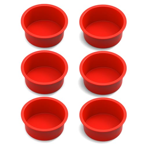 SILIVO 4 inch Cake Pan (6 Pack) - Silicone Mini Smash Cake Pans, Nonstick Small Cake Pans for Smash Cake,Muffin and Egg Bites