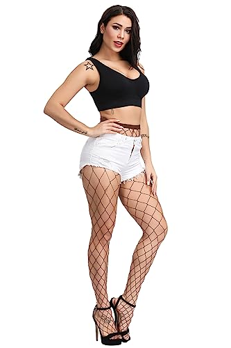 Image of CozyWow Fishnet Tights for Women, High Waist Footed Fishnet Stockings Soft and Stretchy, Womens Patterned Tights 10+ Colors