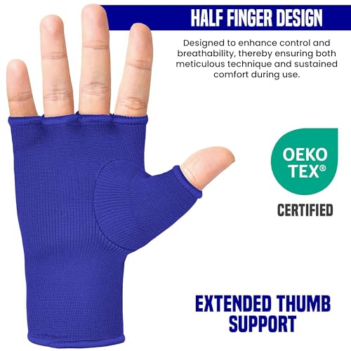 Image of RDX Boxing Hand Wraps Inner Gloves Men Women, Half Finger Elasticated Bandages, Under Mitts Fist Protection, Muay Thai, Kickboxing, MMA, Martial Arts Speed Bag Punching Training