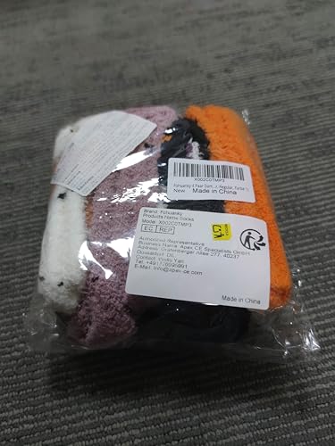 Fohuanky 4 Pairs Women’s Halloween Fluffy Socks Cosy Fuzzy Crew Socks with Pumpkin Ghost Witch Designs Holiday Festival Accessories (Colour 1) - Image 9