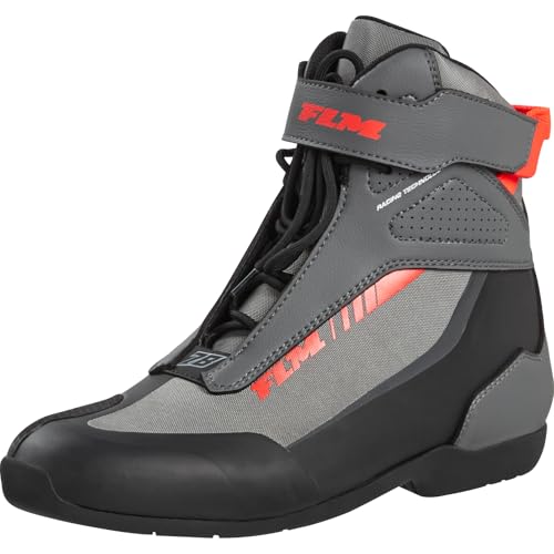 FLM Traction Motorradschnürstiefel Kurz – Atmungsaktiv – Knöchelpolsterung – Reflektoren – Ganzjährig – Schwarz