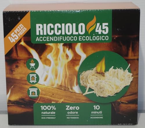 Accendifuoco vari per un facile e veloce avvio del fuoco in stufe, caminetti, barbecue, bracieri, ecc... (Ricciolo 45 pezzi)