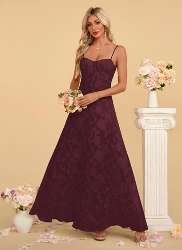 Image of Women's Elegant Wedding Guest Dress Spaghetti Straps Slim Fit Floral Sleeveless Formal Dress Maxi Evening Party