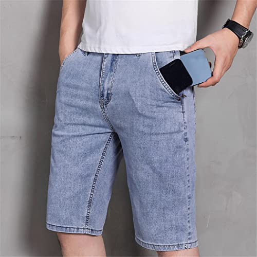 Short d'été classique pour homme KEHAIOO en coton stretch bleu clair
