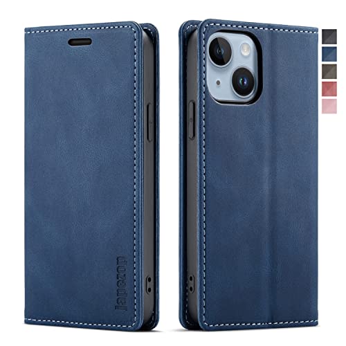 japezop iPhone 14 Case, iPhone 14 Wallet Case with [RFID Blocking] Card Holder Kickstand Magnetic,Leather Flip Case Wallet for iPhone 14 5G 6.1 Inch (Blue)