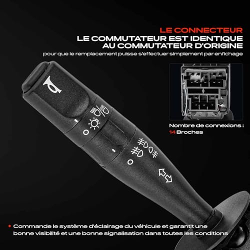 Interrupteur de colonne de direction solution phares coupés Berlingo Jumpy 96236416ZL