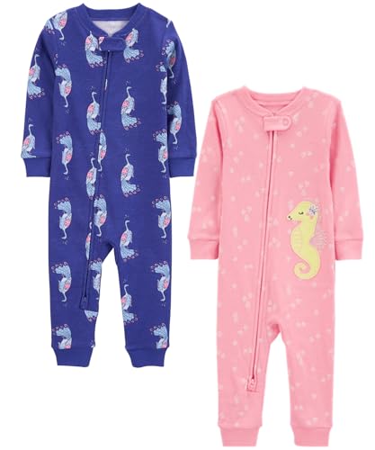 Carter's Baby Girls' 2-Pack Cotton Footless Pajamas