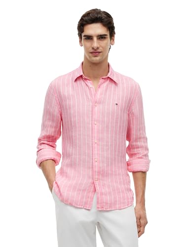 Image of Tommy Hilfiger Men's Long Sleeve Casual Linen Button Down Shirts in Regular Fit