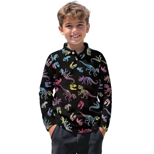 Kids Fall Golf Outfits 3-16Y Boys 1/4 Button Collared Tennis Shirts Comfy Long Sleeve Workout Tops Activewear