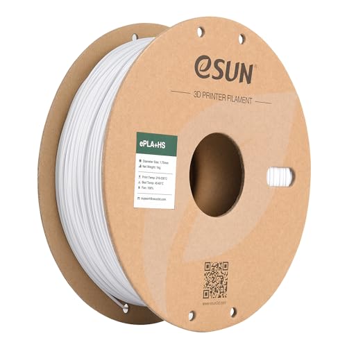 eSUN PLA+ Filament 1.75mm, PLA+HS Hochgeschwindigkeitsdruck 3D Drucker Filament Maßgenauigkeit +/- 0.03mm, 1KG Spule (2.2 LBS) Speedy PLA Plus Filament für High Speed Drucker,Kaltes Weiß