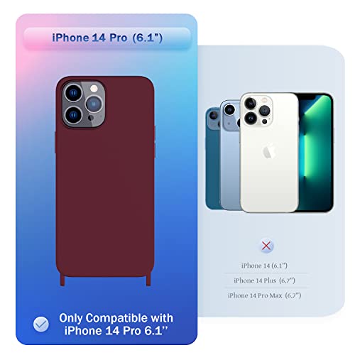 Image of Compatible with iPhone 14 Pro Case with Lanyard Crossbody iPhone Case with Strap Adjustable Shockproof Drop Protection Silicone Phone Cover for iPhone 14 Pro 6.1'' Plum