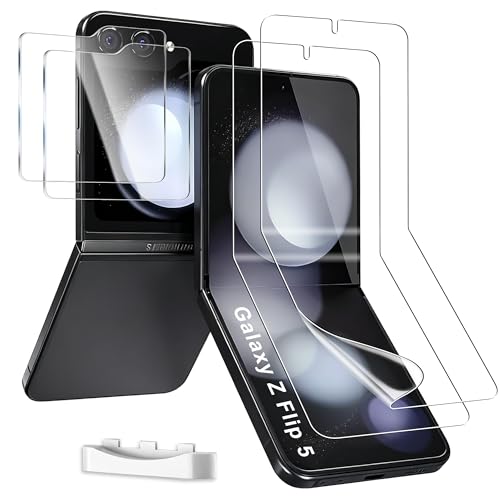 [2+2 Stück] Schutzfolie für Samsung Galaxy Z Flip 5 2x Flexibles EPU Innenfolie + 2x 9H Hartglas für Außendisplay mit Positionierhilfe Blasenfrei Hüllenfreundlich Displayschutz für Galaxy Z Flip5