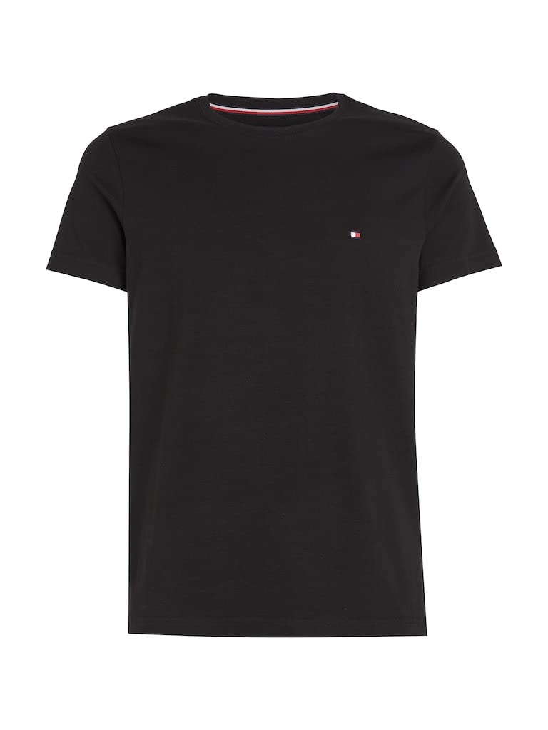 Tommy Hilfiger Core Stretch Cotton T-Shirt In Slim Fit With Crew Neck Men's Black Medium