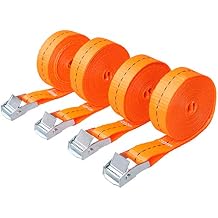 JAKAGO 1" x 16 Lashing Strap with Cam Lock Buckle Tie Down Straps up to 600lbs, for Mounted Cargo, Kayaks Carriers, Moving Canoes, Lawn Equipment, Pack of 4