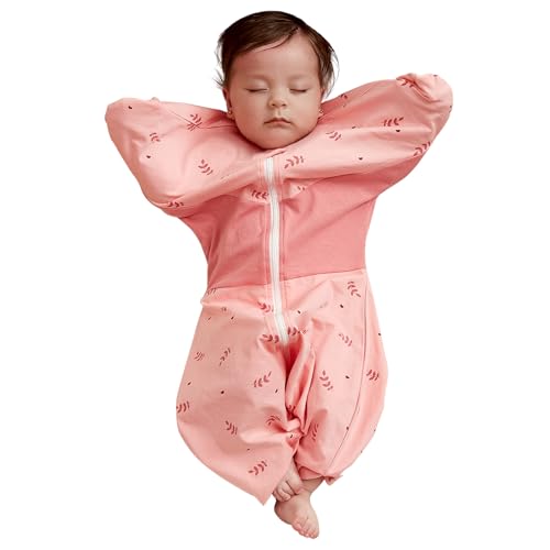 GROWNSY Transitional Swaddle Sleep Sack 6-12 Months, Starfish Design Baby Swaddle Sack, Dual-Zipper for Easy Diaper Changes, Proper Hip Development & Openable Foot Button, 19-27 lbs, Pink Pi