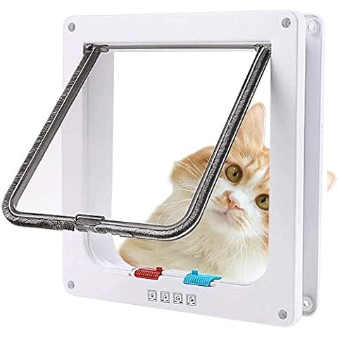 Cat Flap 4 Way Magnetic Closure for Cats and Small Dogs Dog Door Cat Door Pet Flap (XL-24.5 * 28.5 * 5.5cm, White) Cover