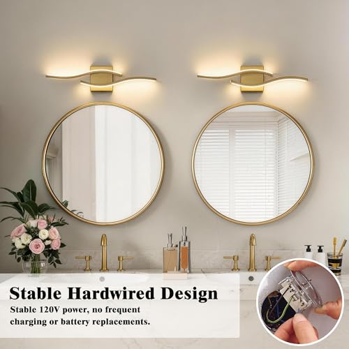 Image of KARTOOSH Hardwired Gold Vanity Lights for Bathroom