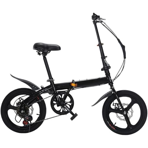 折りたたみ自転車 可変速、一体型タイヤディスクブレーキ搭載 組み立て不要 14/16/20 インチ小輪タイプ 大人・小中学生まで幅広く使用可能 持ち運びや収納に便利、折りたたみ変速自転車! 軽量 耐荷重200kg ブラック 16インチ