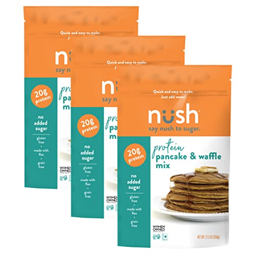 High Protein Healthy Pancake Mix By Nush Foods (Original) | Original Protein Pancake Mix – (3 Pack) - Gluten Free, Grain Free Snacks, Paleo Pancake, High Omega 3, Diabetic Friendly, Maximum Muscle Gain Pancakes, Waffle Mix #TOP17
