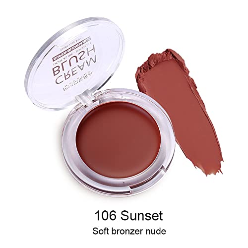 Go Ho Cream Face Blush Makeup Palette,Cream Solid Gel Blush For Cheek And Lip Tint Easy To Blend,Sheer Flush Of Color And Smooth Natural Dewy Finish Healthy Glow #106 Sunset Bronzer #TOP1