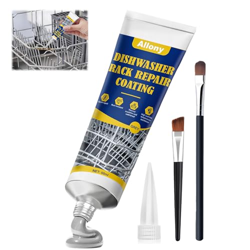ALLONY Masilla Plastico Reparacion, Reparador Rejillas Lavaplatos Gris,Cesta Cubiertos Lavavajillas, Resistente al Agua, Calor y a la Presión del Agua, Reparador Cesta Lavavajillas Oxidada, 50ML