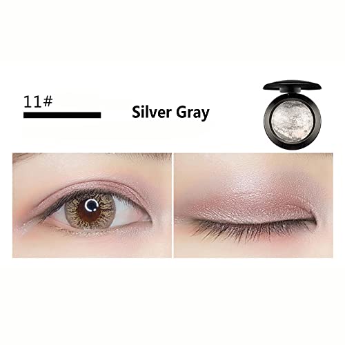 Mallofusa Single Shade Baked Eye Shadow Palette Shimmer Eyeshadow Powder Palette In 15 Metallic Colors Optional (Moon Light) #TOP5