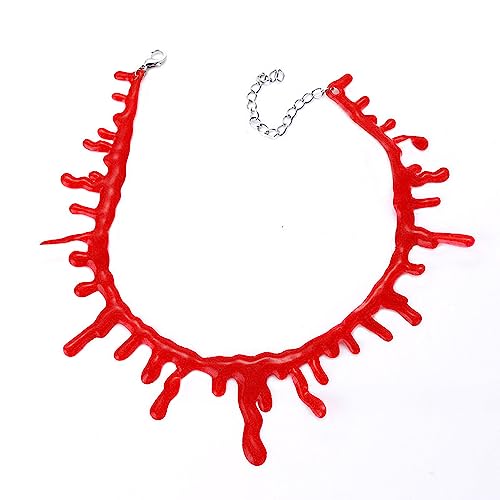 Dzrige Halloween Blood Necklace Horror Bloody Choker Necklace Red Blood Drip Necklace Costume Accessories for Women Girls Halloween Cosplay Party Decoration2