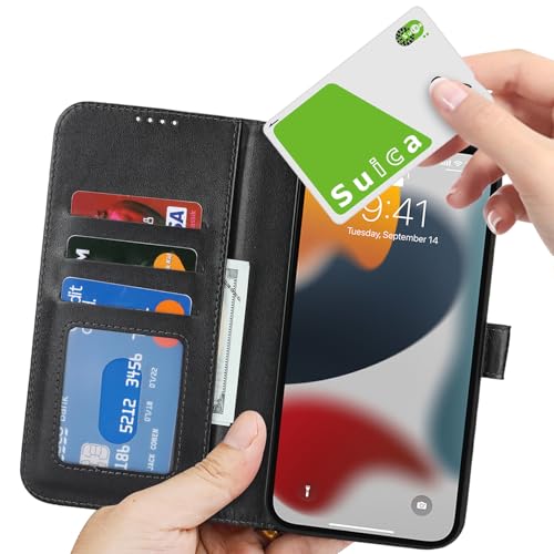 Image of for iPhone 13 Pro Case Wallet with Card Holder,for iPhone 13 Pro Wallet Case for Women Men,PU Leather Shockproof Magnetic Buckle Stand Flip Phone Case-Black