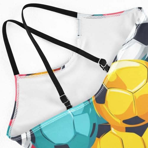 ZZKKO Colorful Footballs Girls Swimsuit One Piece Bathing Suit for Baby Girls' Swimwear 3-10T4
