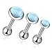 EVELICAL 3Pcs 316L Surgical Steel Opal Ear Pierced Tragus Helix Earring Cartiliage Piercing Earring Body Piercing Jewelry