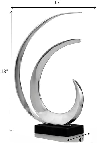 Miniatura 2 de Modern Day Accents 3578 Escultura de ola oleada, escultura abstracta, estatuas de arte plateadas, esculturas para decoración del hogar, hogar u