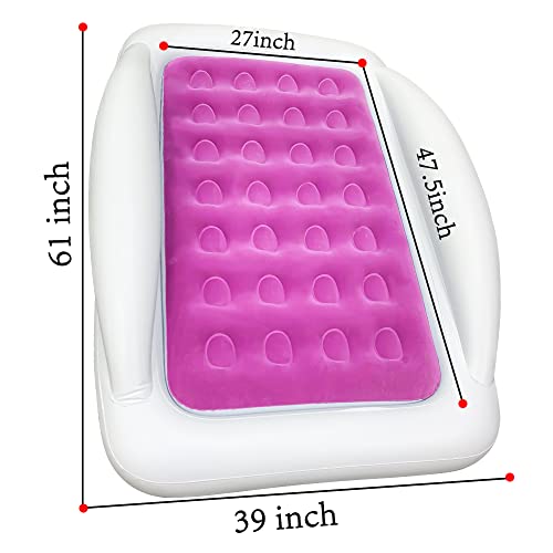Fahuac Toddler Air Mattress Inflatable Kids Travel Bed Portable Kids Air Mattress With Sides,Suitable For Travel, Home Guest, Garden Grass Play (Rose Red) #TOP2