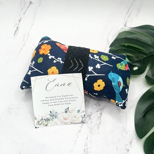 Strapless Handcrafted in The USA Cotton Breast Pillow for Woman Side Sleeper Chest Relief Pillow While Sleeping with Anti Aging in Wrinkle Prevention (Bright Birds, Large DD/E, DDD/F & G Cup)