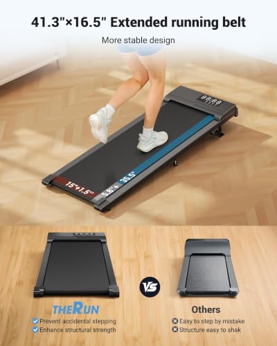 Image of THERUN Small Walking Pad Treadmill with 5% /8% Incline, 2.5HP Brushless Core with 265 /330 LBS Weight Capacity, Ultra-Quiet Under Desk Machine with Remote & LED Display for Home & Office Use